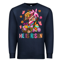 Navy He Is Risen Easter Premium Sweatshirt - BundleAndBundleShop