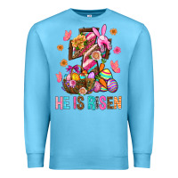 Ocean Blue He Is Risen Easter Premium Sweatshirt - BundleAndBundleShop