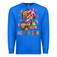 True Royal He Is Risen Easter Premium Sweatshirt - BundleAndBundleShop