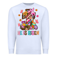 White He Is Risen Easter Premium Sweatshirt - BundleAndBundleShop