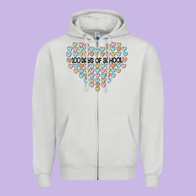 100 Days Of School Zipper Hoodie Designed By Maliassmallbusiness