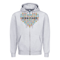 Heather Grey 100 days of school Zipper Hoodie - MaliasSmallBusiness