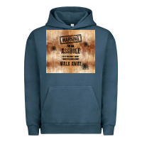 Pigment Midnight Navy warning i'm an asshole with rusty background Urban Hoodie - TumblerDesignByShophia