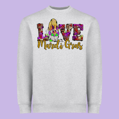 Love Mardi Gras Gnome Heavyweight Sweatshirt Designed By Jahusdesignshop
