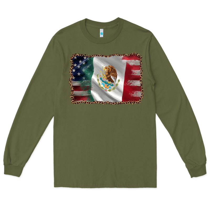 Mexico Flag And Usa Flag Long Sleeve Tee by AdoDesignShop | Teevron