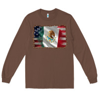 Chestnut mexico flag and usa flag Long Sleeve Tee - AdoDesignShop