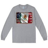 Heather Grey mexico flag and usa flag Long Sleeve Tee - AdoDesignShop