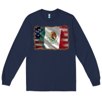 Navy mexico flag and usa flag Long Sleeve Tee - AdoDesignShop