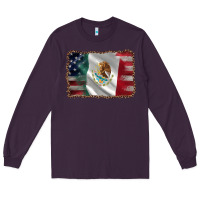 Plum mexico flag and usa flag Long Sleeve Tee - AdoDesignShop