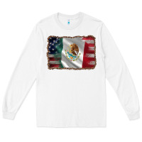 White mexico flag and usa flag Long Sleeve Tee - AdoDesignShop