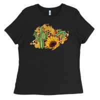 Black cactus leopard sunflower glitter  patch Ladies Tee - AdoDesignShop