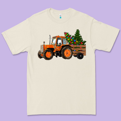 Premium Tee Christmas Orange Farm Tractor