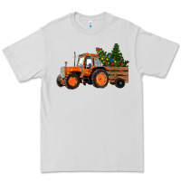 Dove Grey Christmas Orange Farm Tractor Premium Tee - RanaPortraitStore