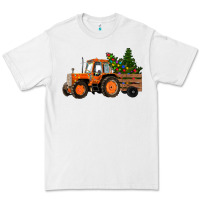 White Christmas Orange Farm Tractor Premium Tee - RanaPortraitStore