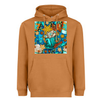 Meerkat winter coffee cups and snow with plaid seamless pattern bbs Heavyweight Hoodie - BundleAndBundleShop