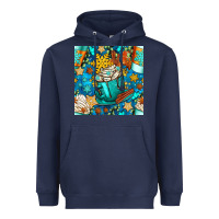 Navy winter coffee cups and snow with plaid seamless pattern bbs Heavyweight Hoodie - BundleAndBundleShop