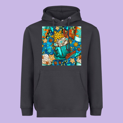 Winter Coffee Cups And Snow With Plaid Seamless Pattern Bbs Heavyweight Hoodie Designed By Bundleandbundleshop