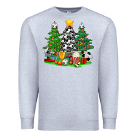 Heather Grey Christmas With Soccer Trees Premium Sweatshirt - BundleAndBundleShop