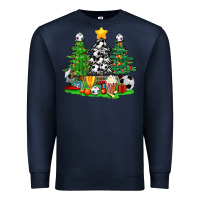 Navy Christmas With Soccer Trees Premium Sweatshirt - BundleAndBundleShop