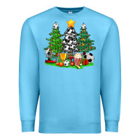 Ocean Blue Christmas With Soccer Trees Premium Sweatshirt - BundleAndBundleShop