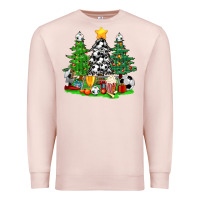 Pale Pink Christmas With Soccer Trees Premium Sweatshirt - BundleAndBundleShop