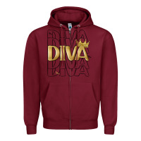 Burgundy diva Zipper Hoodie - MaliasSmallBusiness