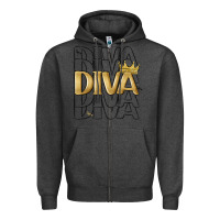 Charcoal Heather diva Zipper Hoodie - MaliasSmallBusiness
