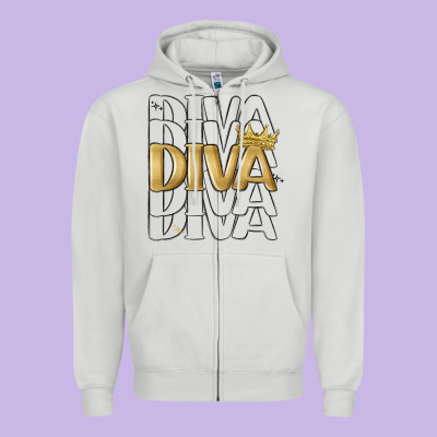 Diva Zipper Hoodie Designed By Maliassmallbusiness