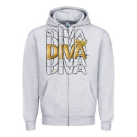 Heather Grey diva Zipper Hoodie - MaliasSmallBusiness