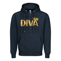 Navy diva Zipper Hoodie - MaliasSmallBusiness
