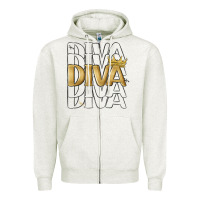Oatmeal Heather diva Zipper Hoodie - MaliasSmallBusiness