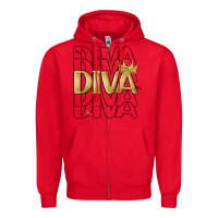 Red diva Zipper Hoodie - MaliasSmallBusiness