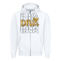 White diva Zipper Hoodie - MaliasSmallBusiness