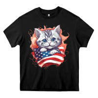 Black cat6 Heavy Core Tee - Unal Design