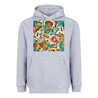 Heather Grey western indian coffee cups with aztec seamless pattern bbs Heavyweight Hoodie - BundleAndBundleShop