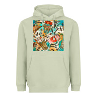 Matcha western indian coffee cups with aztec seamless pattern bbs Heavyweight Hoodie - BundleAndBundleShop