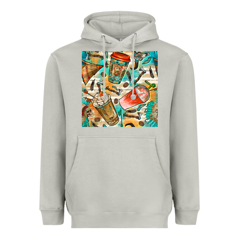 Western Indian Coffee Cups With Aztec Seamless Pattern Bbs Heavyweight Hoodie by BundleAndBundleShop | Teevron