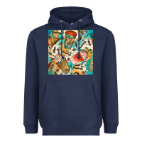 Navy western indian coffee cups with aztec seamless pattern bbs Heavyweight Hoodie - BundleAndBundleShop