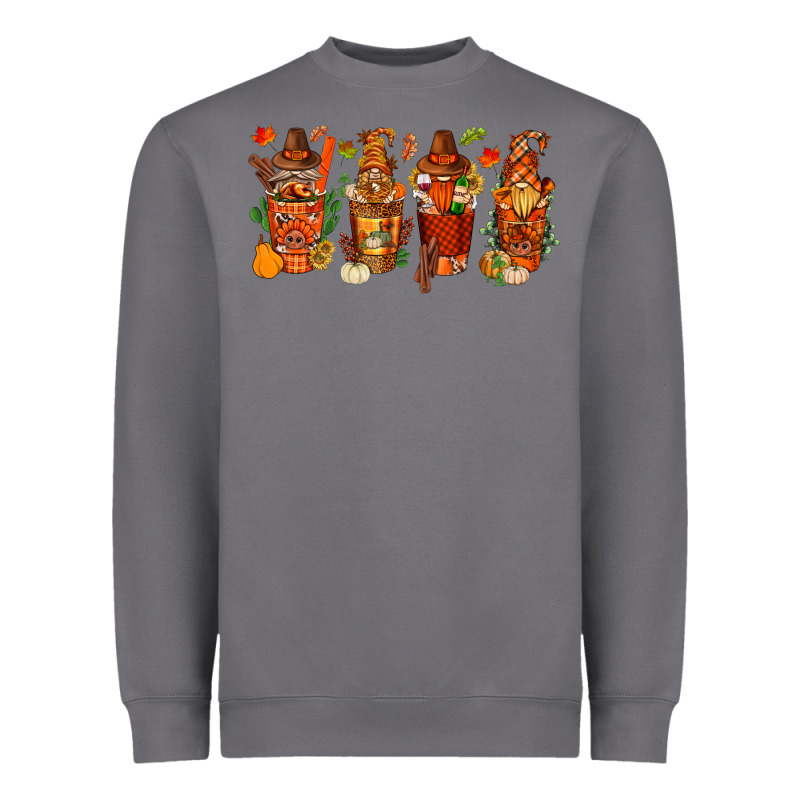 Thanksgiving Coffee Cups With Gnomes Bbs Heavyweight Sweatshirt by BundleAndBundleShop | Teevron