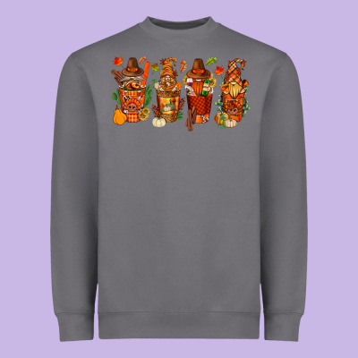 Thanksgiving Coffee Cups With Gnomes Bbs Heavyweight Sweatshirt Designed By Bundleandbundleshop