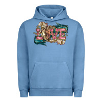 Pigment Pebble Blue Love Horse Urban Hoodie - HowdyJamesFarm
