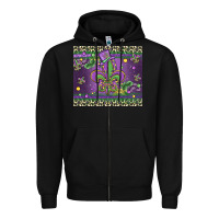 Black mardi gras fleur de lis Zipper Hoodie - MaliasSmallBusiness