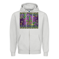 Dove Grey mardi gras fleur de lis Zipper Hoodie - MaliasSmallBusiness