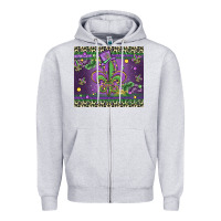 Heather Grey mardi gras fleur de lis Zipper Hoodie - MaliasSmallBusiness