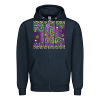 Navy mardi gras fleur de lis Zipper Hoodie - MaliasSmallBusiness