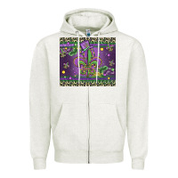 Oatmeal Heather mardi gras fleur de lis Zipper Hoodie - MaliasSmallBusiness