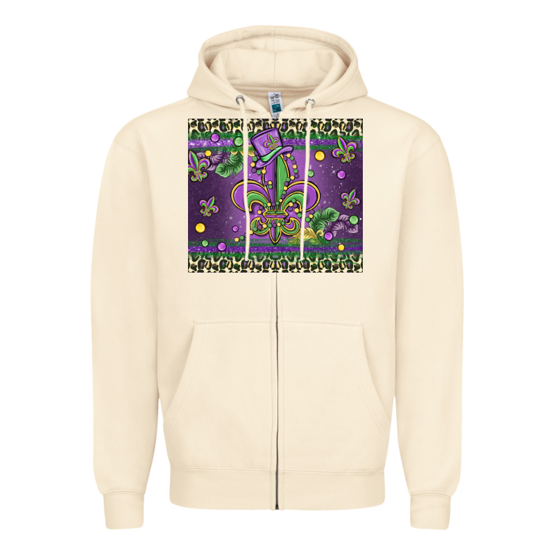 Mardi Gras Fleur De Lis Zipper Hoodie by MaliasSmallBusiness | Teevron