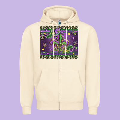 Mardi Gras Fleur De Lis Zipper Hoodie Designed By Maliassmallbusiness
