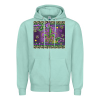 Seafoam mardi gras fleur de lis Zipper Hoodie - MaliasSmallBusiness