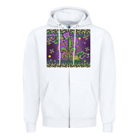 White mardi gras fleur de lis Zipper Hoodie - MaliasSmallBusiness